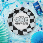 ワンハッピードドゥグルーヴィハピー顔ボーイ誕生日 ペーパープレート (パーティー)