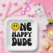 ワンハッピードドゥグルーヴィハピー顔ボーイ誕生日 ペーパープレート (パーティー)