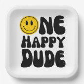 ワンハッピードドゥグルーヴィハピー顔ボーイ誕生日 ペーパープレート (正面)