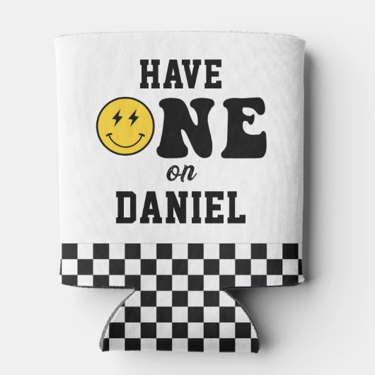 ワンハッピードフォトボーイファースト誕生日の好意 缶クーラー (裏面)