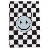 ワンハッピードブルーエモジ誕生日 ミディアムペーパーバッグ (裏面)