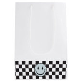 ワンハッピードブルーエモジ誕生日 ミディアムペーパーバッグ (裏面)