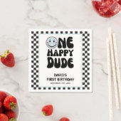 ワンハッピードブルーカワイボーイファースト誕生日 スタンダードカクテルナプキン (インサイチュ)