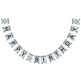 ワンハッピードブルーハッピーホテル顔誕生日 バンティングフラッグ