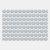 ワンハッピードブルーハッピー顔ボーイファースト誕生日 ラッピングペーパーシート (正面3)