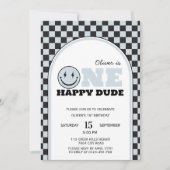 ワンハッピードブルーボーイ誕生日 招待状 (正面)