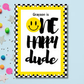 ワンハッピードボーイズファースト誕生日パーティー 招待状