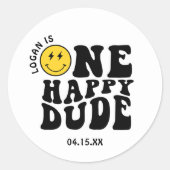 ワンハッピードボーイファースト誕生日パーティー ラウンドシール (正面)