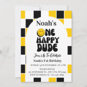 ワンハッピードボーイファースト誕生日 招待状 (正面)