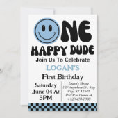 ワンハッピードボーイファースト誕生日 招待状 (正面)