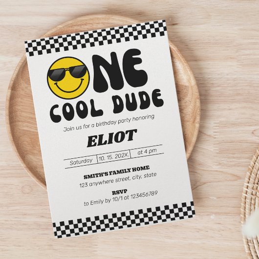 ワンハッピードワンクールダドボーイの誕生日 招待状