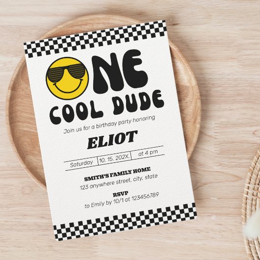 ワンハッピードワンクールダドボーイの誕生日 招待状