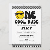 ワンハッピードワンクールダドボーイの誕生日 招待状 (正面)