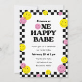 ワンハッピーバーベアイリング顔1歳パーティー 招待状 (正面)