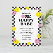 ワンハッピーバーベアイリング顔1歳パーティー 招待状 (スタンド正面)