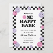 ワンハッピーバーベアイリング顔1歳パーティー 招待状 (正面)