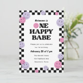 ワンハッピーバーベアイリング顔1歳パーティー 招待状 (スタンド正面)