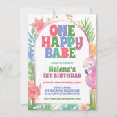 ワンハッピーバーベトロピカルサマー1st誕生日パーティー 招待状 (正面)