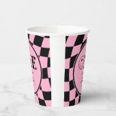 ワンハッピーバーベハッピー顔ピンクガール1st誕生日 紙コップ (左)