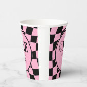 ワンハッピーバーベハッピー顔ピンクガール1st誕生日 紙コップ (右)