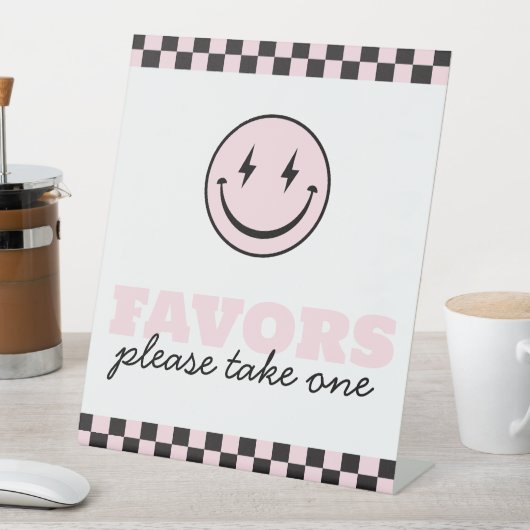 ワンハッピーバーベピンクスマイルウィズサイン 台座サイン (インサイチュ)