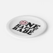 ワンハッピーバーベピンクハッピースマイルガール1st誕生日 ペーパープレート (アングル)