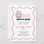 ワンハッピーバーベレトロガールズバースデーパーティー 招待状 (正面)