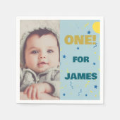 ワンハッピーファースト誕生日フォトパーティーナプキン スタンダードカクテルナプキン (正面)