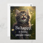 ワンハッピーフワフワ子猫 – ハピネス&クレジネス ポストカード (正面/裏面)