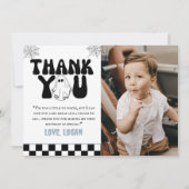 ワンハッピーブーレトロボーイ1st誕生日パーティー写真 サンキューカード (正面)