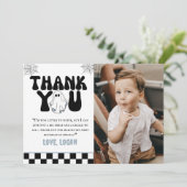 ワンハッピーブーレトロボーイ1st誕生日パーティー写真 サンキューカード (スタンド正面)