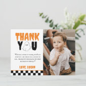 ワンハッピーブーレトロボーイ1st誕生日パーティー写真 サンキューカード (スタンド正面)