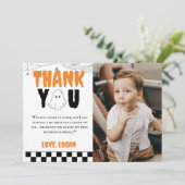 ワンハッピーブーレトロボーイ1st誕生日パーティー写真 サンキューカード (スタンド正面)