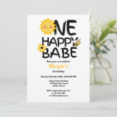 ワンハッピーベビーイエローサニービーガールズ1st誕生日 招待状 (スタンド正面)