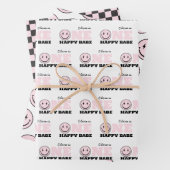 ワンハッピーベビーガールズピンクファースト誕生日 ラッピングペーパーシート (インサイチュ)