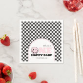 ワンハッピーベビーガールズピンク1歳の誕生日 スタンダードカクテルナプキン (インサイチュ)