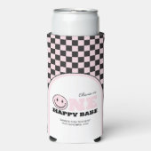 ワンハッピーベビーガールズピンク1歳の誕生日 スリム缶クーラー (Seltzer正面)