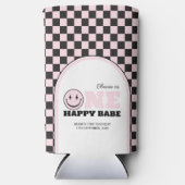 ワンハッピーベビーガールズピンク1歳の誕生日 スリム缶クーラー (正面)