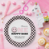 ワンハッピーベビーガールズピンク1歳の誕生日 ペーパープレート (パーティー)