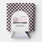 ワンハッピーベビーガールズピンク1歳の誕生日 缶クーラー (正面)