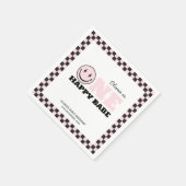 ワンハッピーベビーガールズピンク1stバースデーナプキンズ スタンダードカクテルナプキン (角)