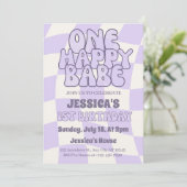 ワンハッピーベビーガール1歳パーソナライズされた誕生日 招待状 (スタンド正面)