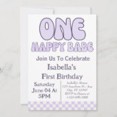 ワンハッピーベビーガール1st誕生日パーティーパーソナライズ 招待状 (正面)