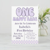 ワンハッピーベビーガール1st誕生日パーティーパーソナライズ 招待状 (スタンド正面)