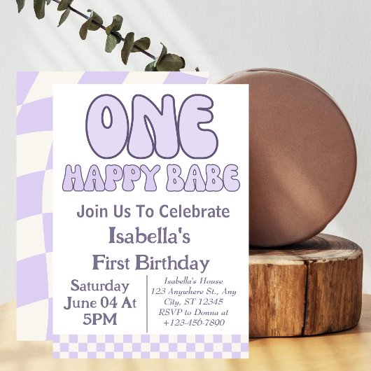 ワンハッピーベビーガール1st誕生日パーティーパーソナライズ 招待状