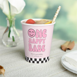 ワンハッピーベビーハッピーフェイスクピンク 紙コップ