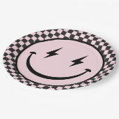 ワンハッピーベピンクハッピーバースデー顔1st誕生日 ペーパープレート (アングル)