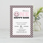 ワンハッピーベレトロガールファースト誕生日 招待状 (スタンド正面)