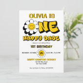 ワンハッピーベレトロデイジー1歳の誕生日パーティー 招待状 (スタンド正面)