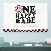 ワンハッピーベーブウェーブハッピースマイルガール1st誕生日 横断幕 (トレードショー)